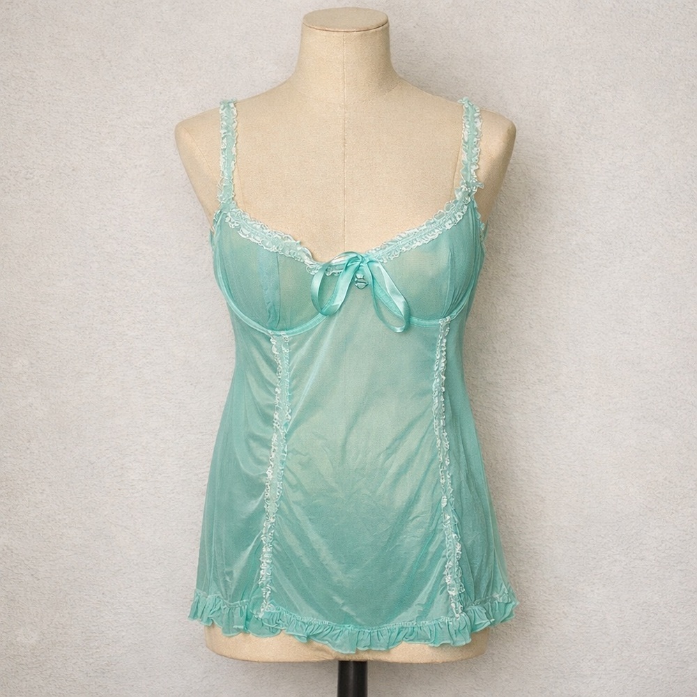 Coquette  mermaid blue sheer chemise L